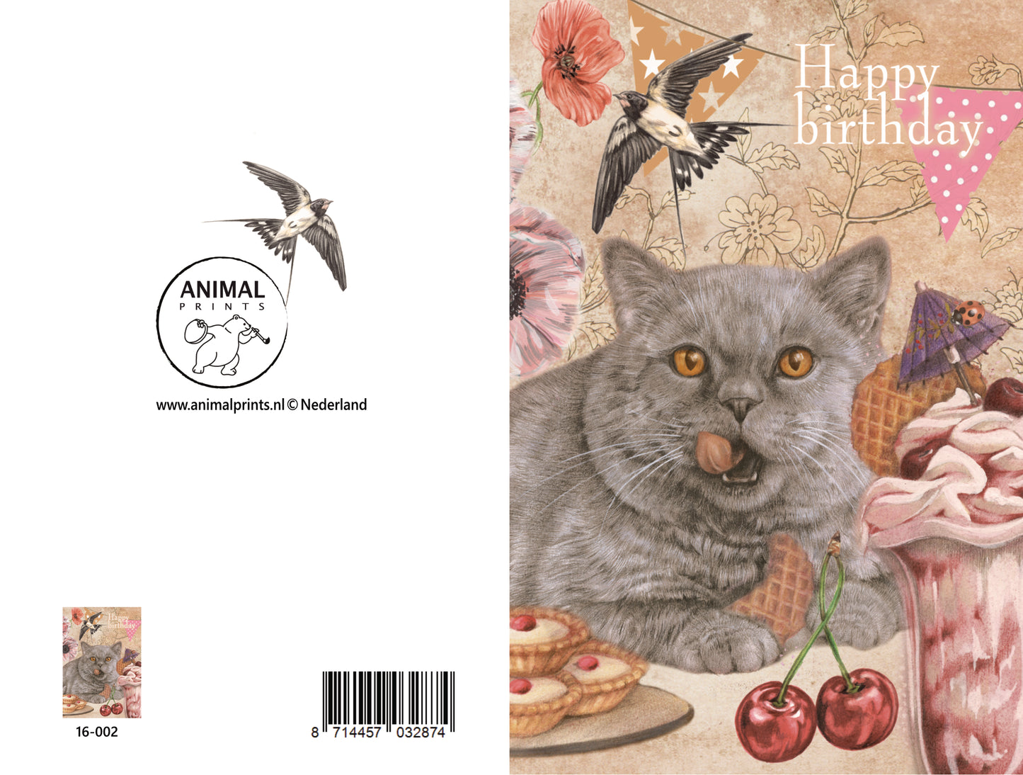 Klappkarte zum Thema „Alles Gute zum Geburtstag“ – Katze