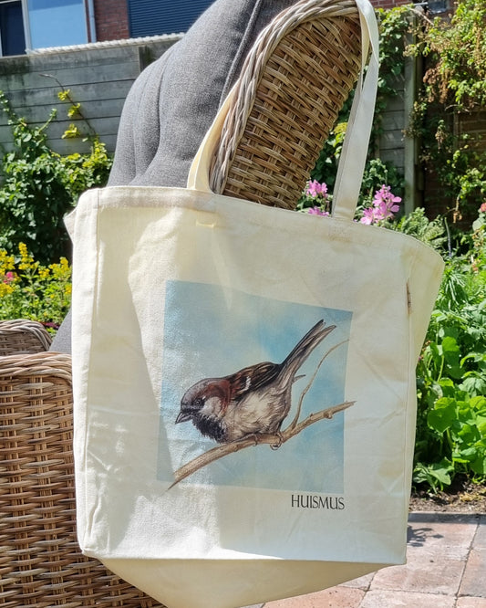 Katoenen winkelshopper met bedrukking - Huismus