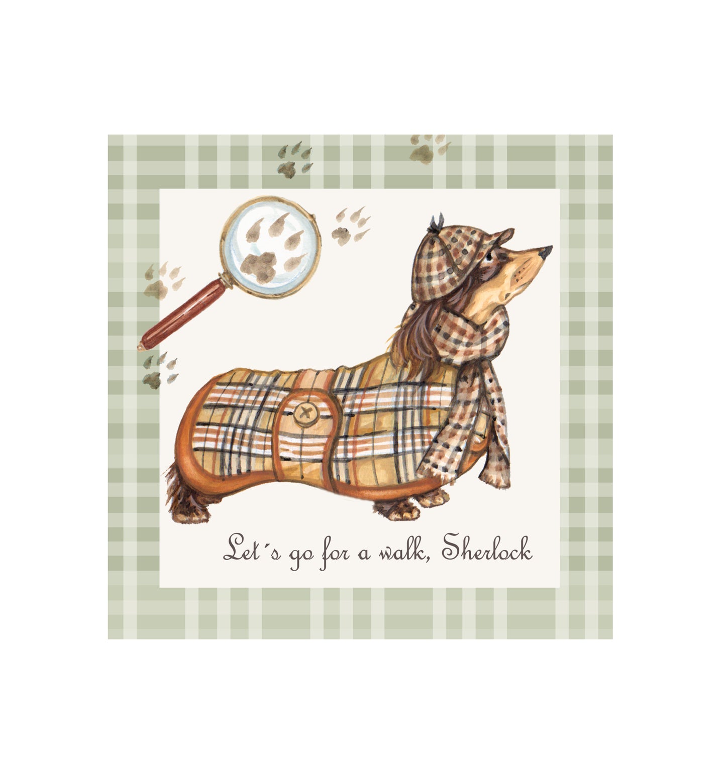 Katoenen winkelshopper met bedrukking - Teckel/ Dachshund - Sherlock