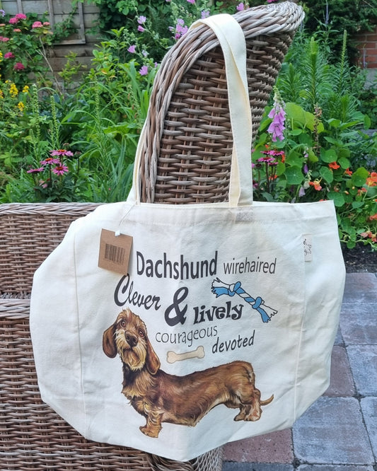 Katoenen winkelshopper met bedrukking - Teckel / Dachshund met tekst