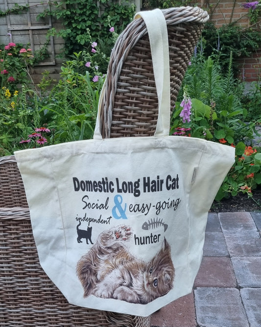 Katoenen winkelshopper met bedrukking - Domestic Long Hair Cat - Langharige kat