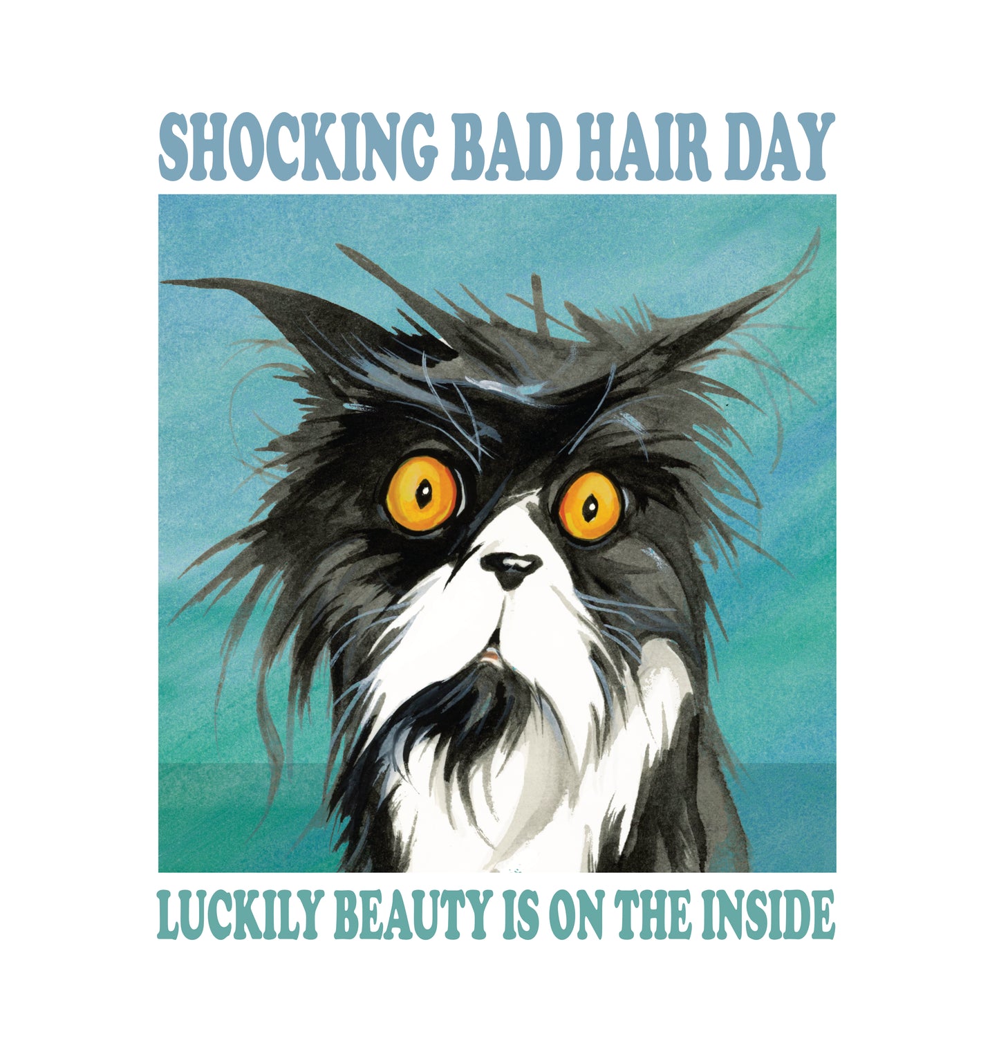 Einkaufstasche aus Baumwolle mit Aufdruck – Bad Hairday Katze