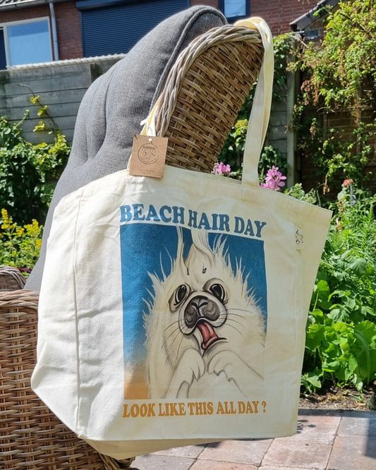 Einkaufstasche aus Baumwolle mit Aufdruck – Beach Hair Day – Seal