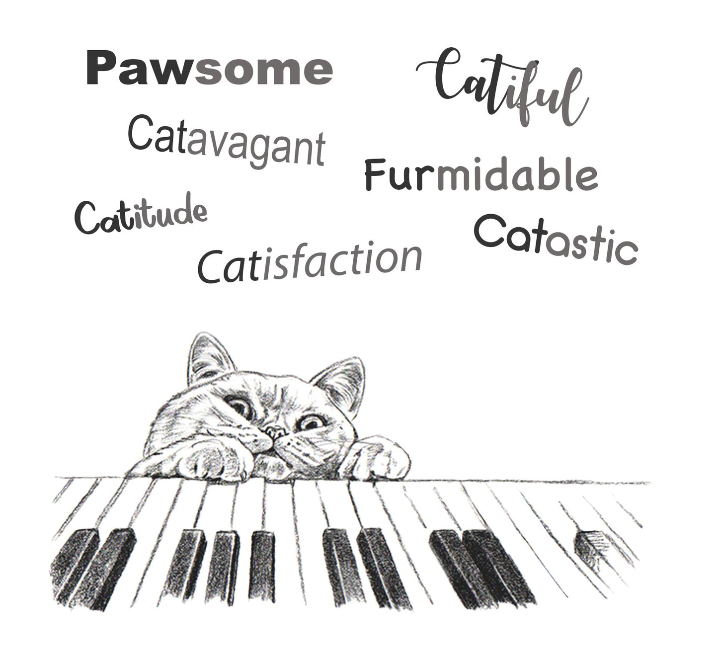 Cotton shopping bag with print - Cat Playing Piano