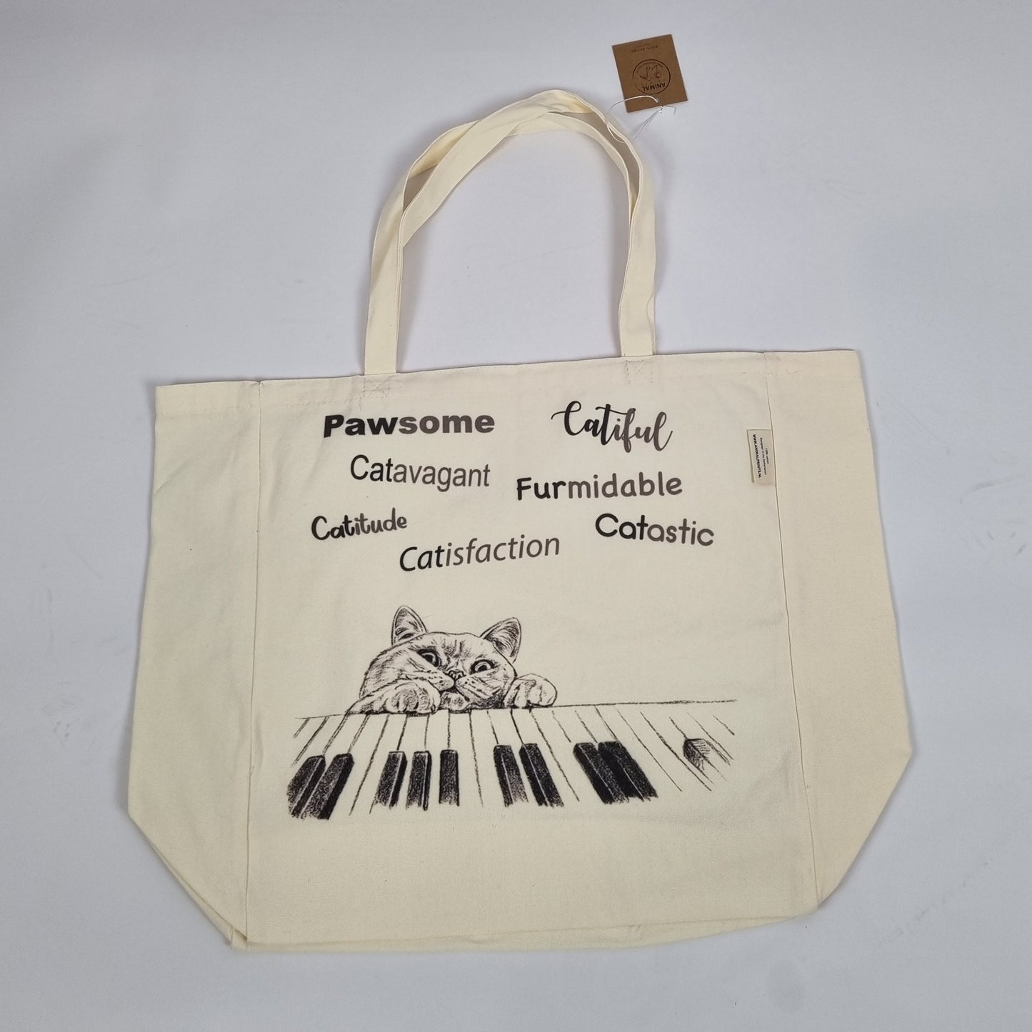 Katoenen winkelshopper met bedrukking - Cat Playing Piano