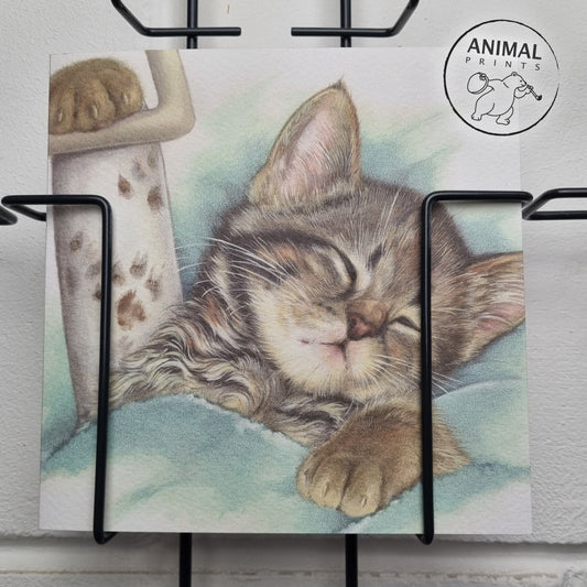 Quadratische Karte - Katze mit gebrochenem Bein, Gute Besserung