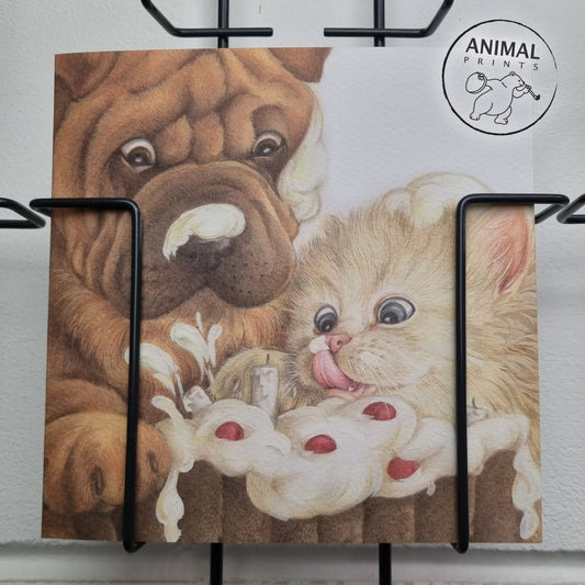 Quadratische Karte - Sharpei & Persian feiern eine Party