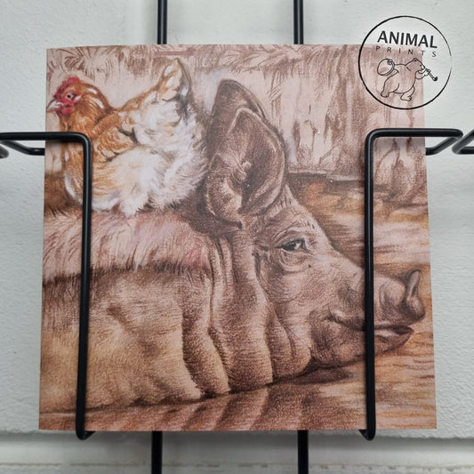 Square card - Pig and Chicken