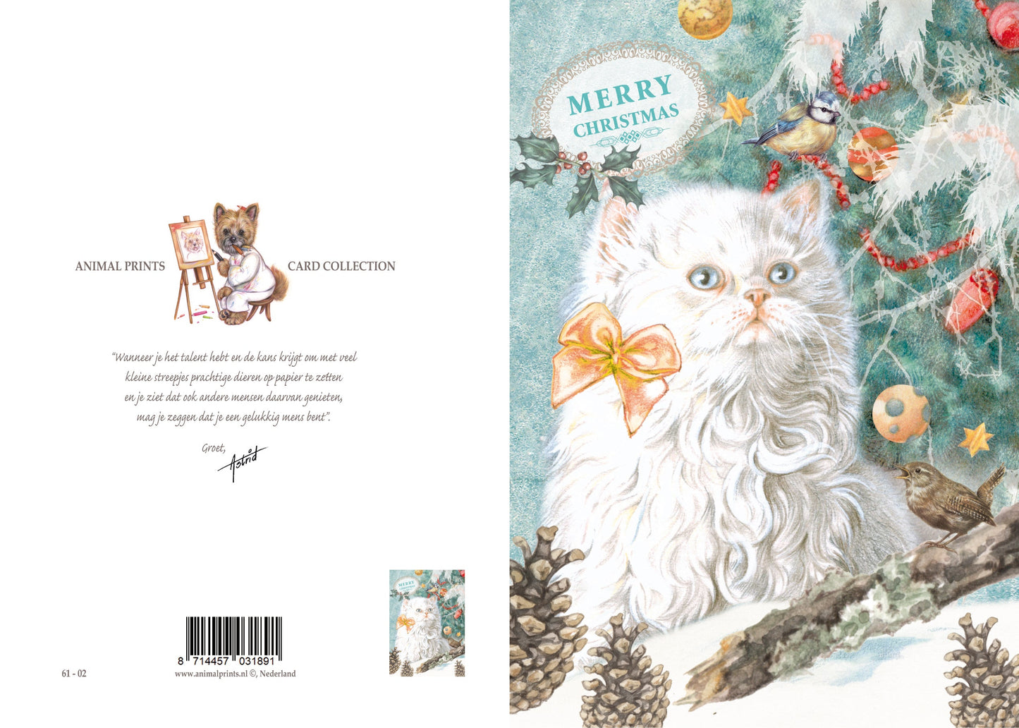 Klapkaart A4 formaat - Merry Christmas - Cat