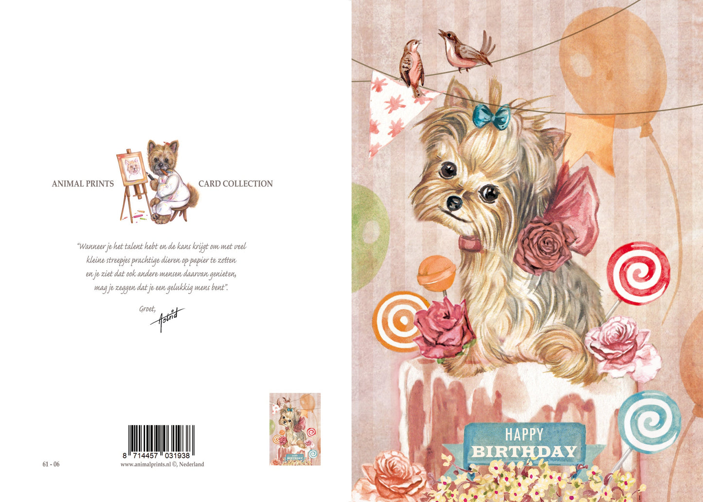 Klapkaart A4 formaat - Happy Birthday - Hond