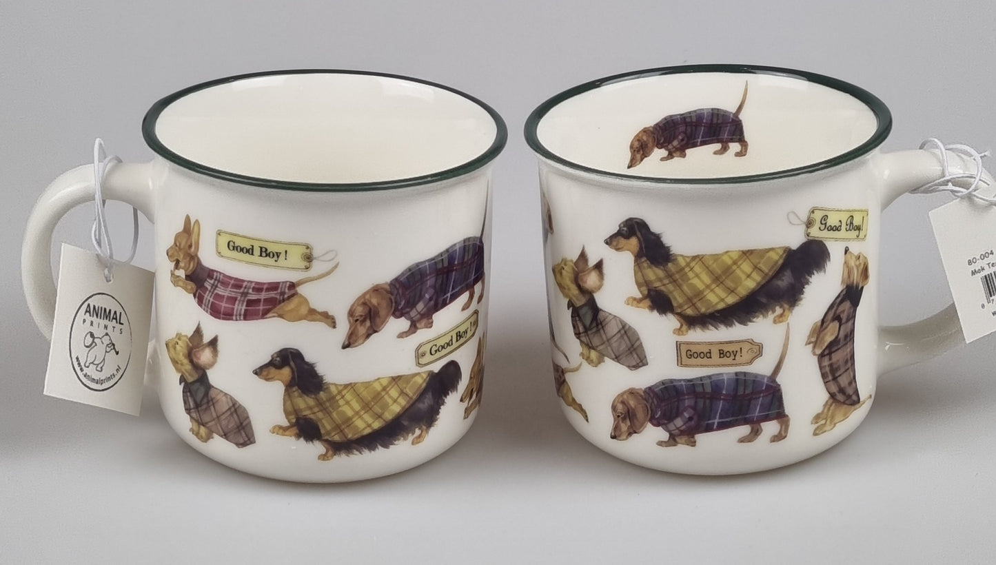 Mokken met collage - Teckel - design 2