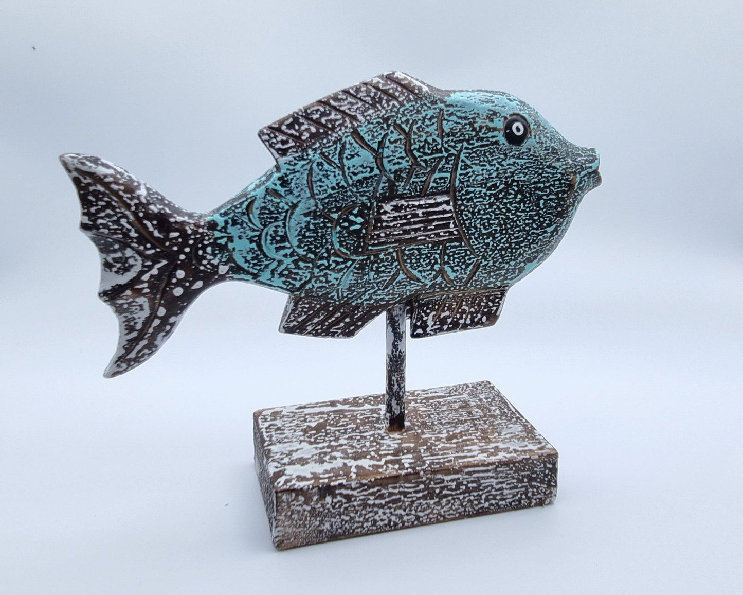 Houten vis op standaard - maat S (Koi Karper)