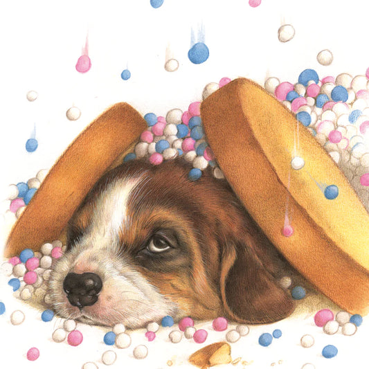 Quadratische Karte - Beagle-Zwieback mit Mäusen
