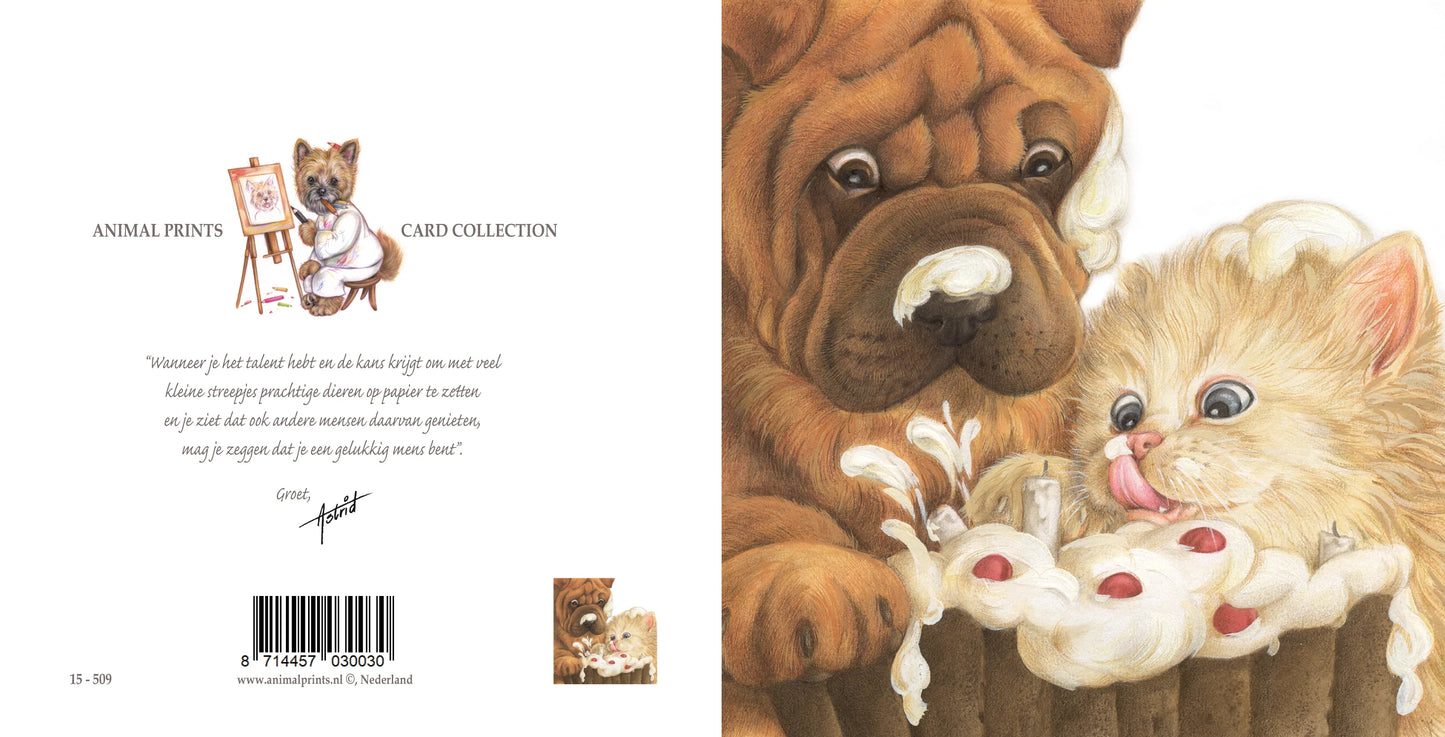 Square card - Sharpei & Persian are having a party