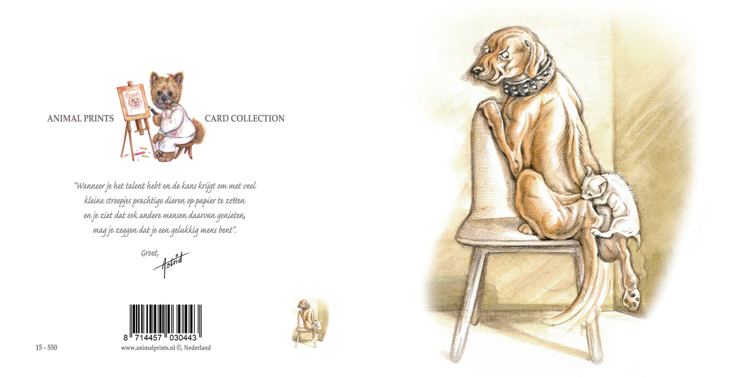 Quadratische Karte - Emotion im Wartezimmer; Hund mit Bisswunde von Chihuahua