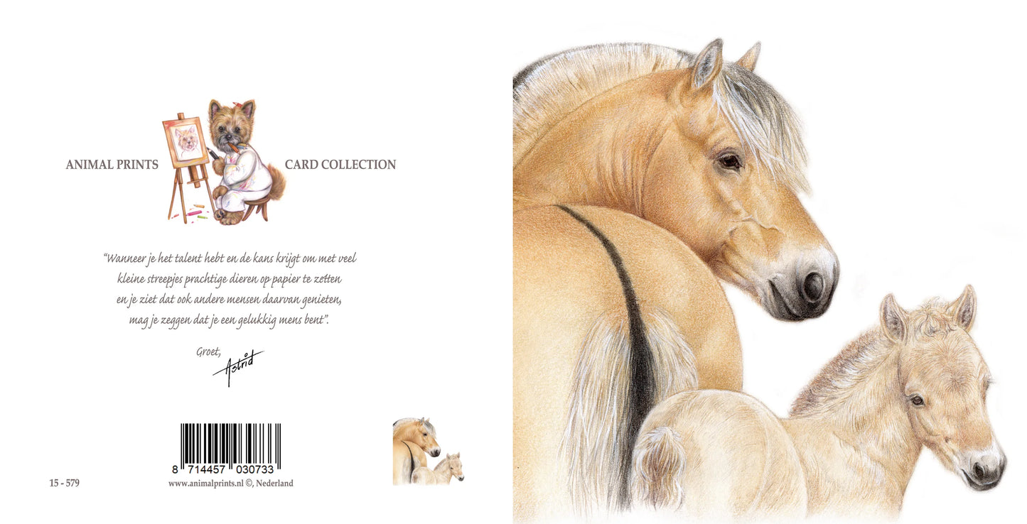 Square card - Finally a card with horses. Fjord horses that is!