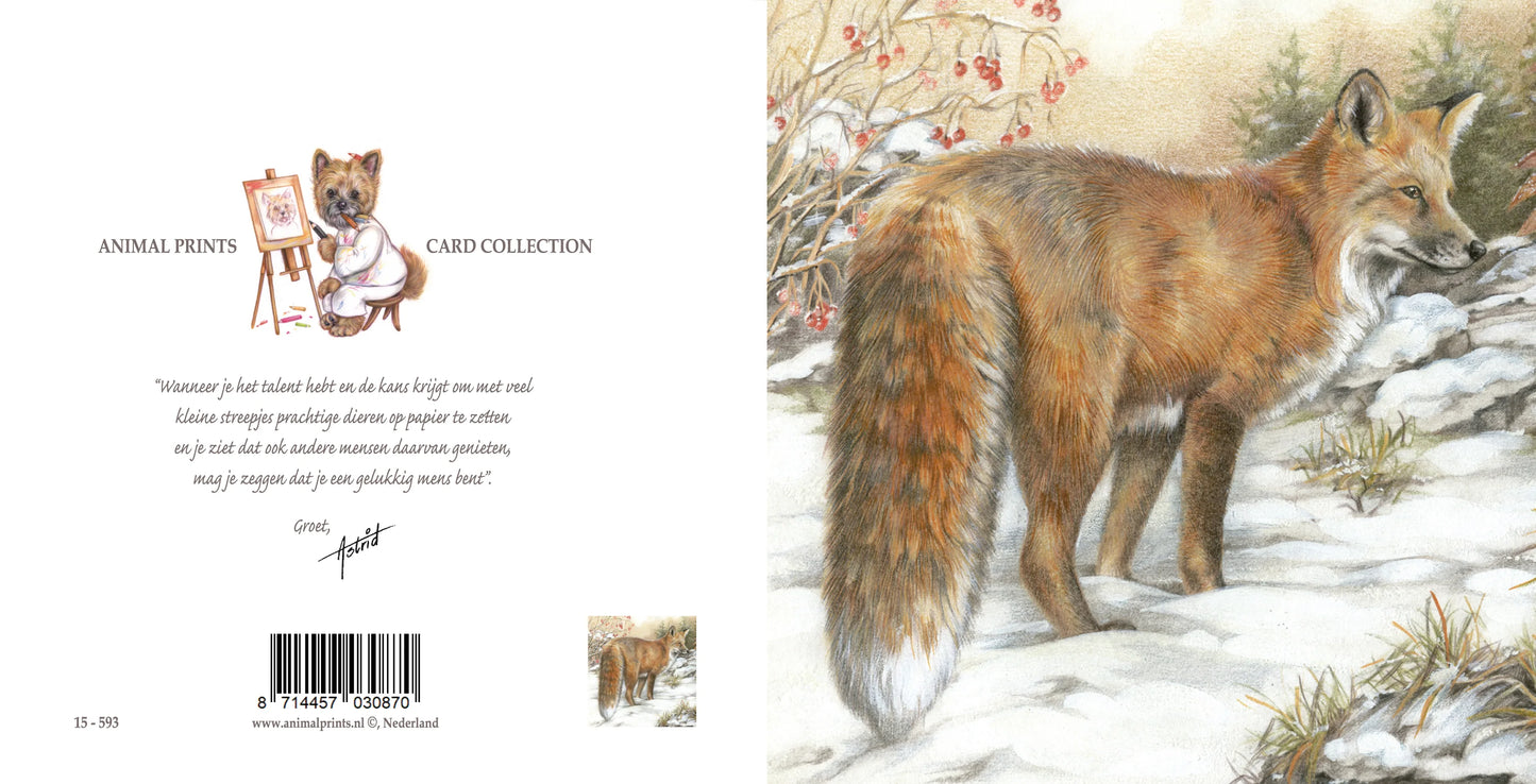 Square card - Fox in the snow