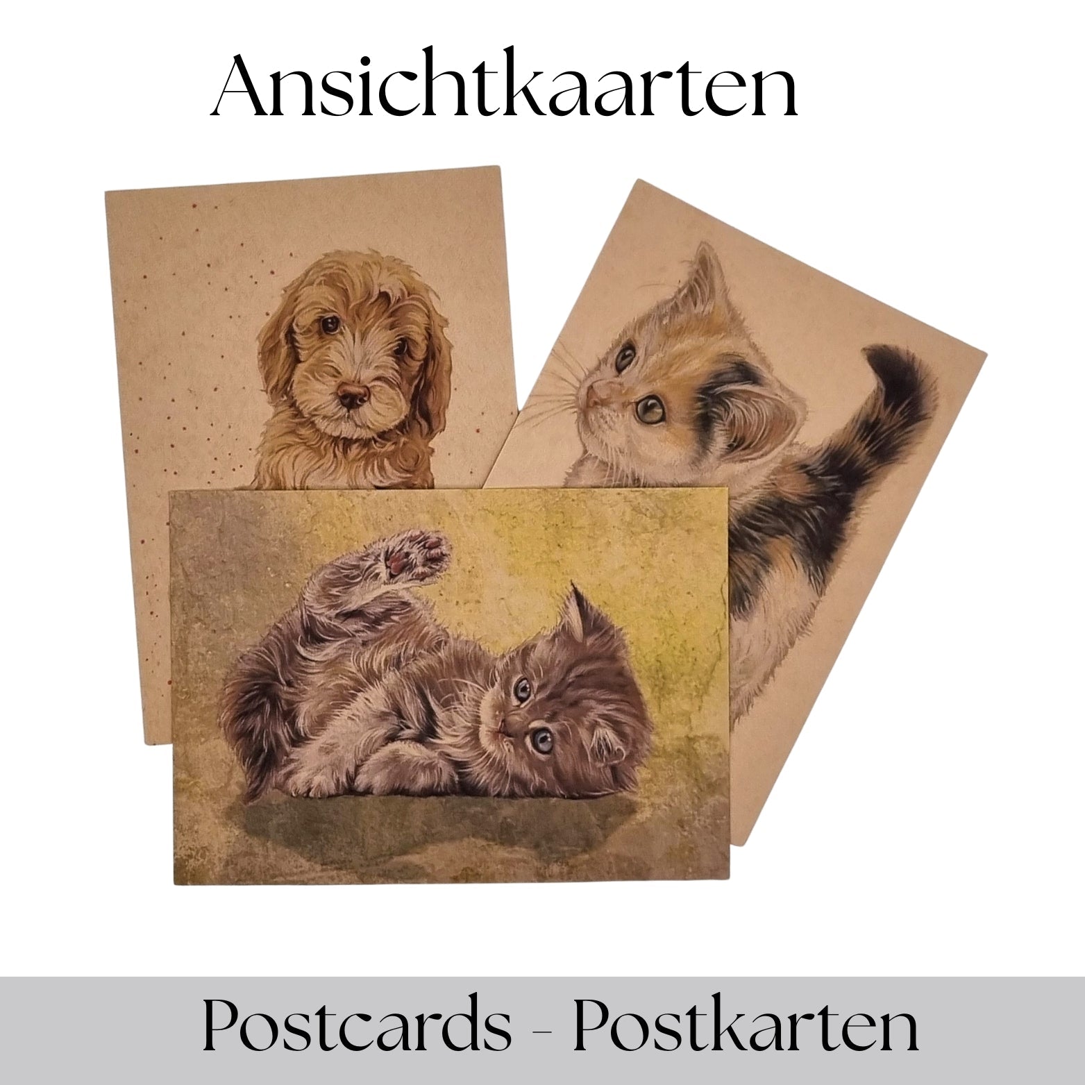 Back to Basics: Kraft-kaarten met dierenprints. A6 formaat - Ansichtkaart