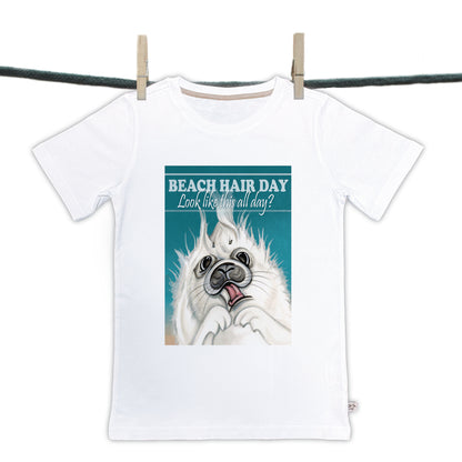 T-shirt Bad Hairday collectie: Look like this whole day  (01-315 KL) (Zeehond)