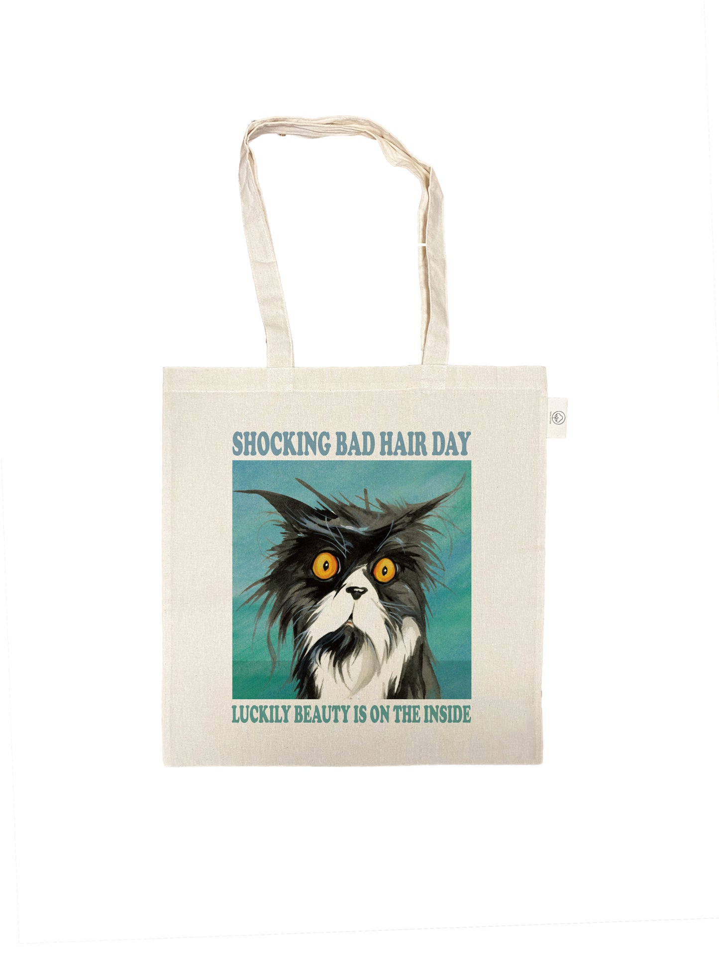 Katoenen tas - Bad Hair Day - Beauty is on the Inside -  prijs per 3 stuks