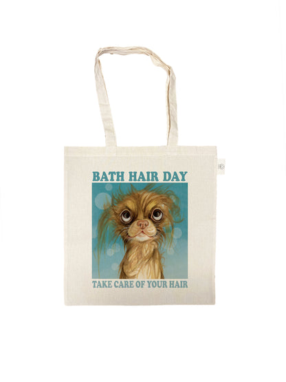 Katoenen tas - Bad Hair Day - Take care of your Hair - per 3 stuks