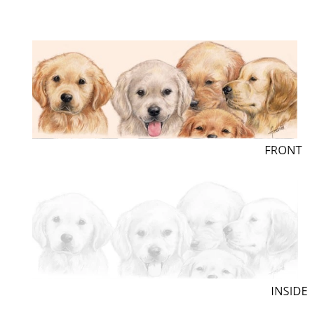 Smalle kaarten - Golden Retriever - per 5 stuks
