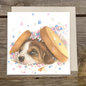 Quadratische Karte - Beagle-Zwieback mit Mäusen