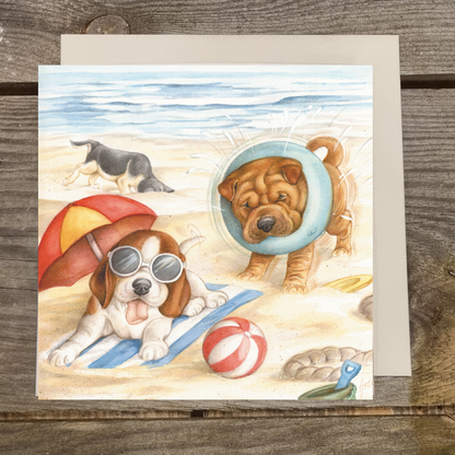 Quadratische Karte - Wir liegen und spielen auch gerne am Strand!!