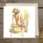 Quadratische Karte - Emotion im Wartezimmer; Hund mit Bisswunde von Chihuahua