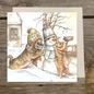 Vierkante kaart -  Winterprint - Sneeuwpop bouwen
