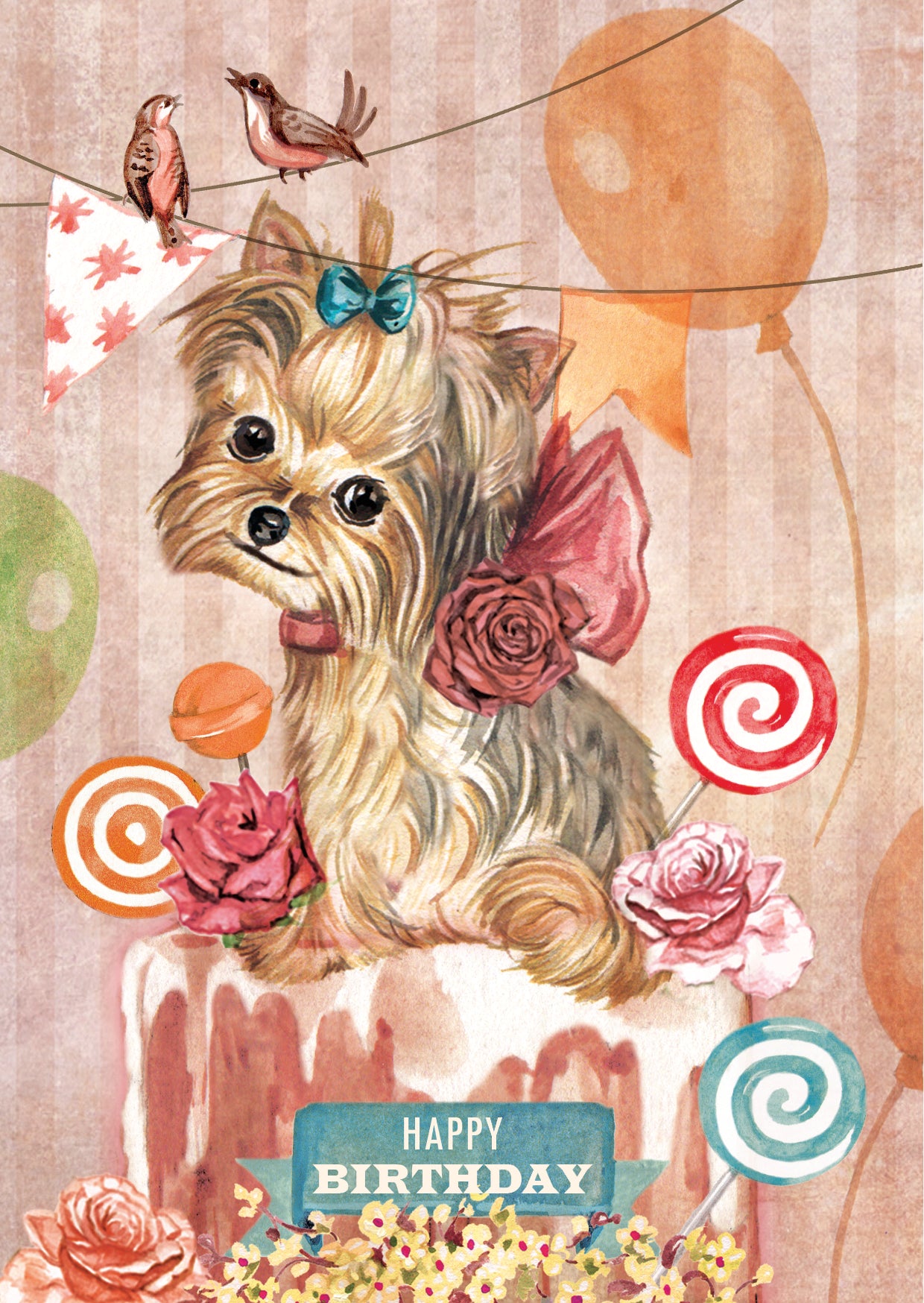 Staande klapkaart thema - Happy Birthday -