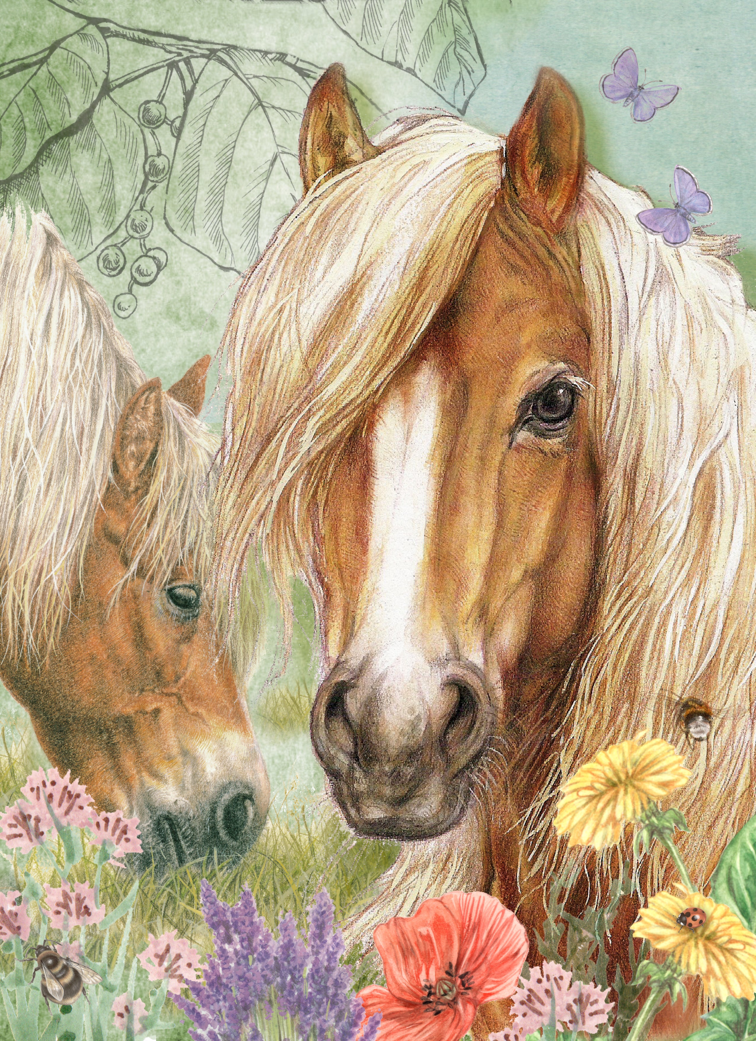 Staande klapkaart thema - Beautifull Horses