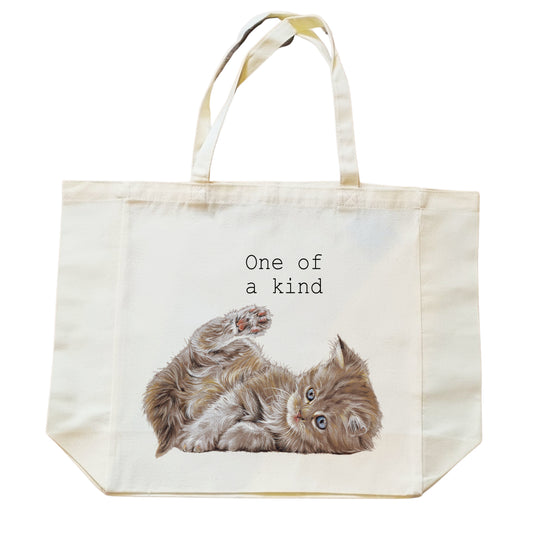 Katoenen winkelshopper met bedrukking van Kitten - one of a Kind