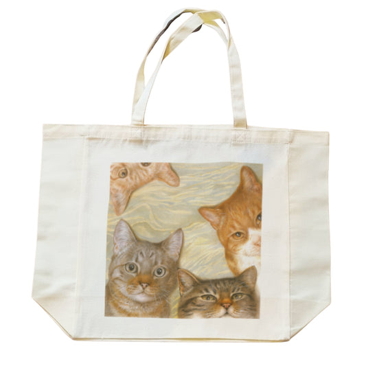 Katoenen winkelshopper met bedrukking - Kattencollage