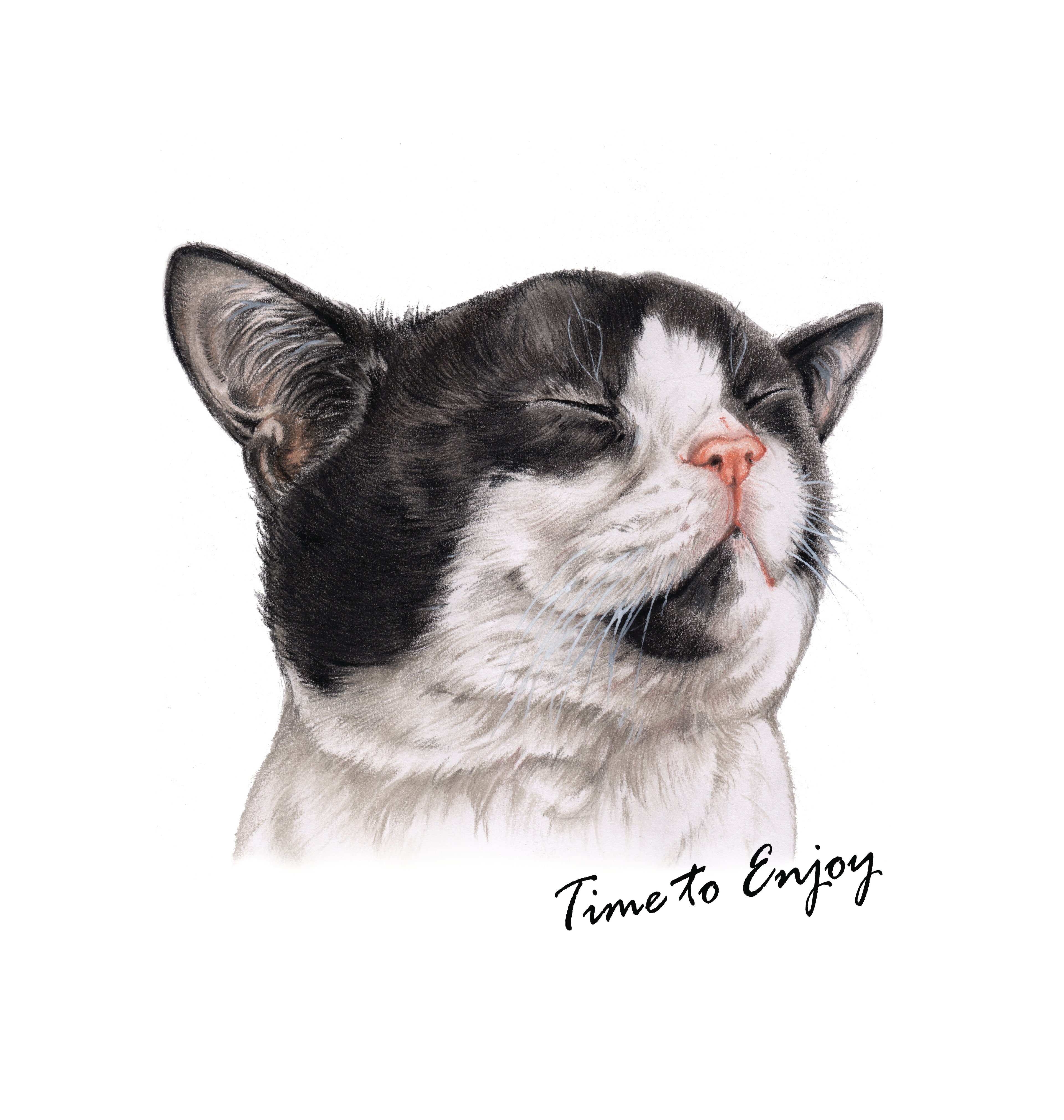 Katoenen winkelshopper met bedrukking - Cat - Time to Enjoy