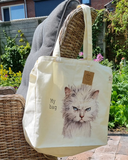 Katoenen winkelshopper met bedrukking - Cat - My Bag