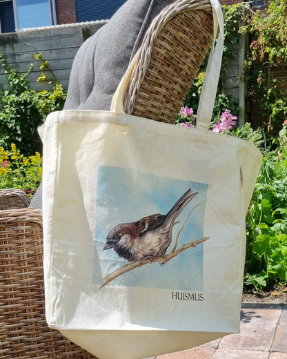Einkaufstasche aus Baumwolle mit Aufdruck – Haussperling