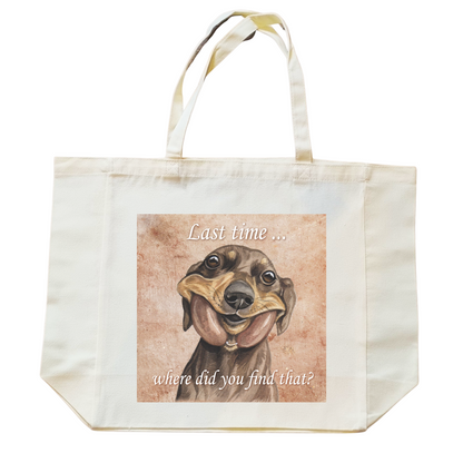 Katoenen winkelshopper met bedrukking - Teckel / Dachshund - Vintage