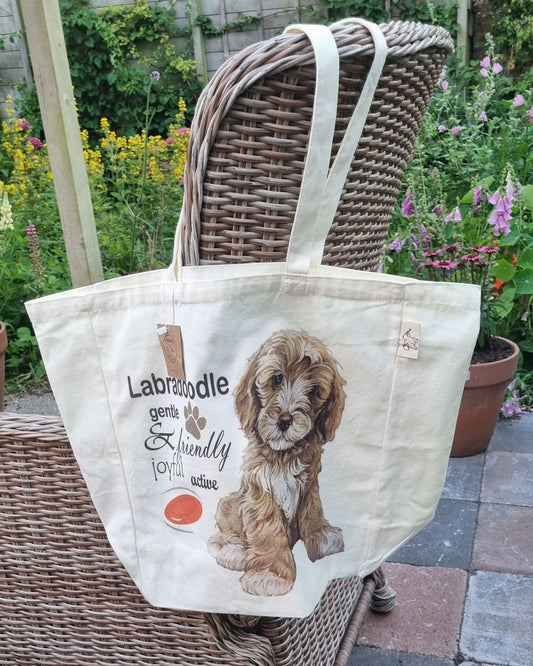 Katoenen winkelshopper met bedrukking - Labradoodle
