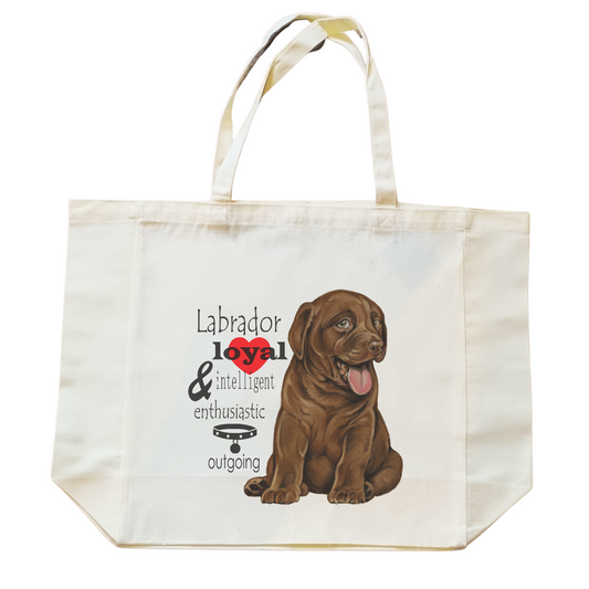 Katoenen winkelshopper met bedrukking - Labrador bruin