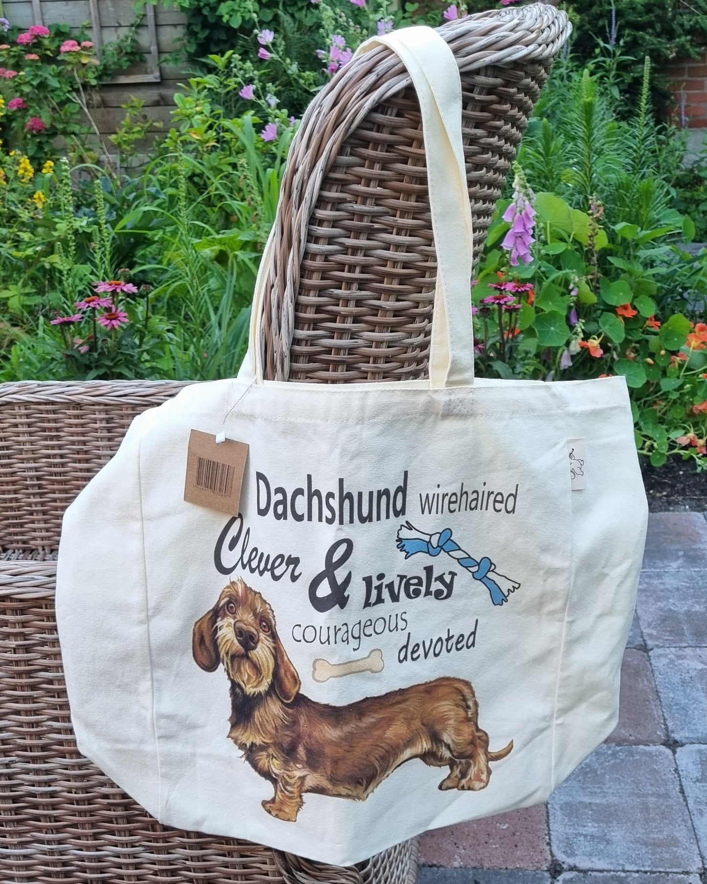Katoenen winkelshopper met bedrukking - Teckel / Dachshund met tekst