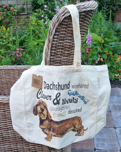 Katoenen winkelshopper met bedrukking - Teckel / Dachshund met tekst