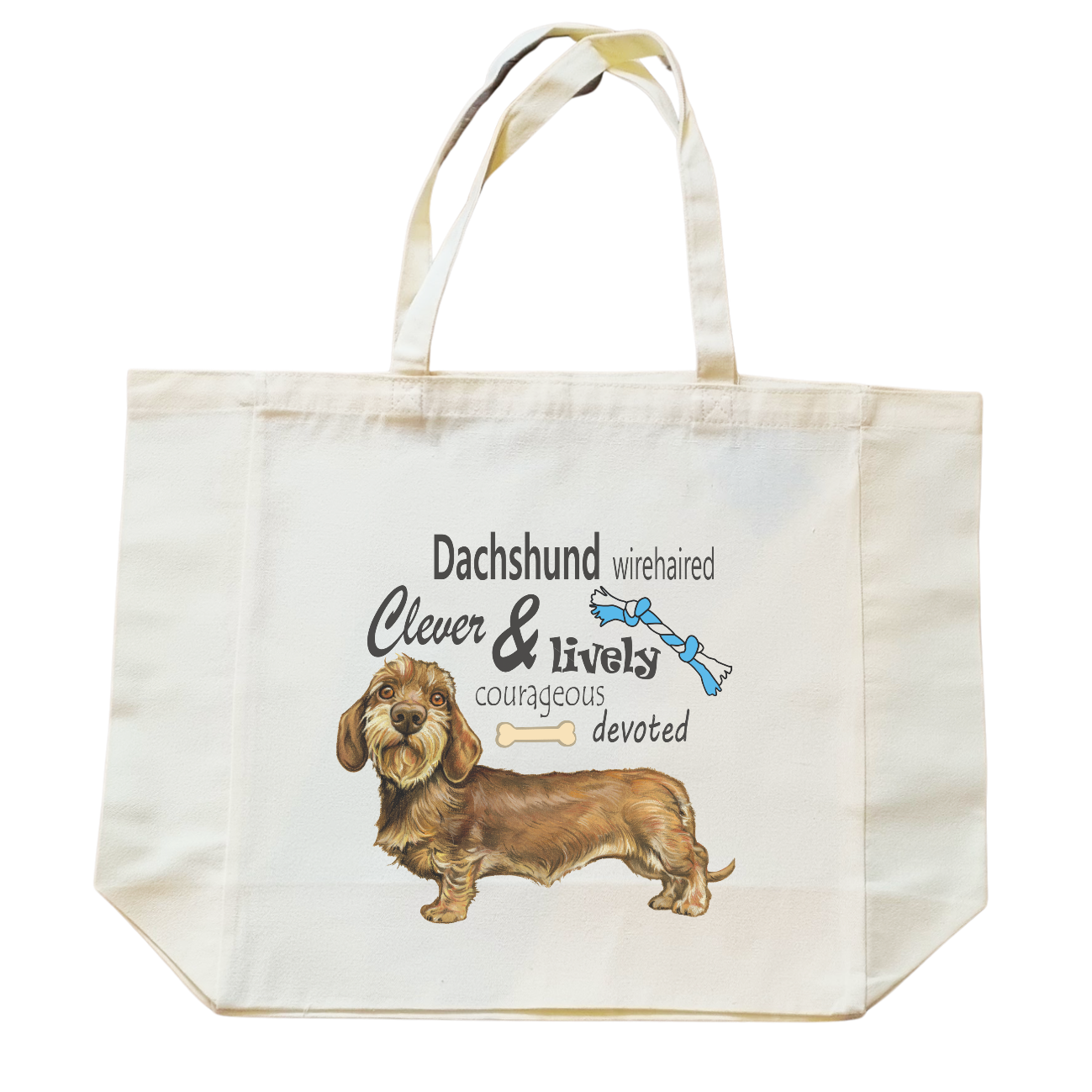 Katoenen winkelshopper met bedrukking - Teckel / Dachshund met tekst
