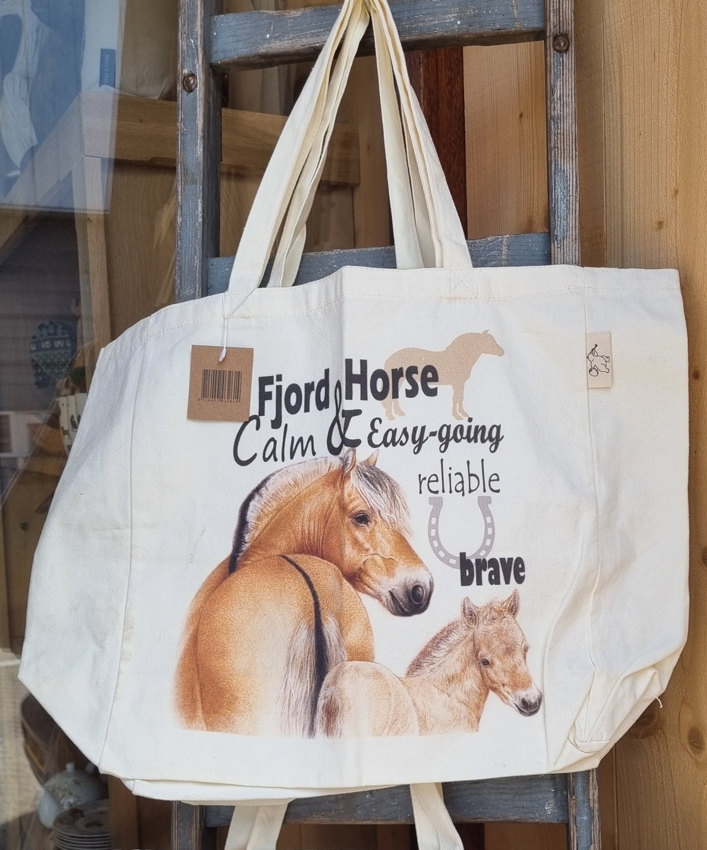 Katoenen winkelshopper met bedrukking - Fjordenpaard