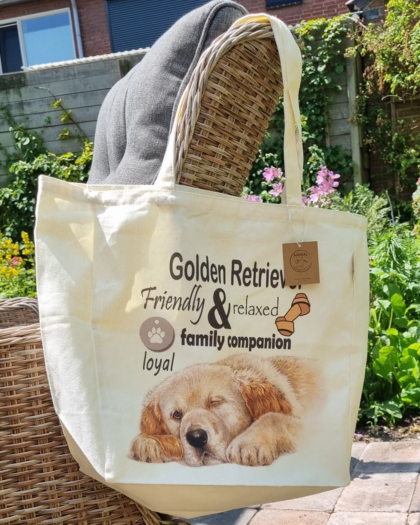 Katoenen winkelshopper met bedrukking - Golden Retriever