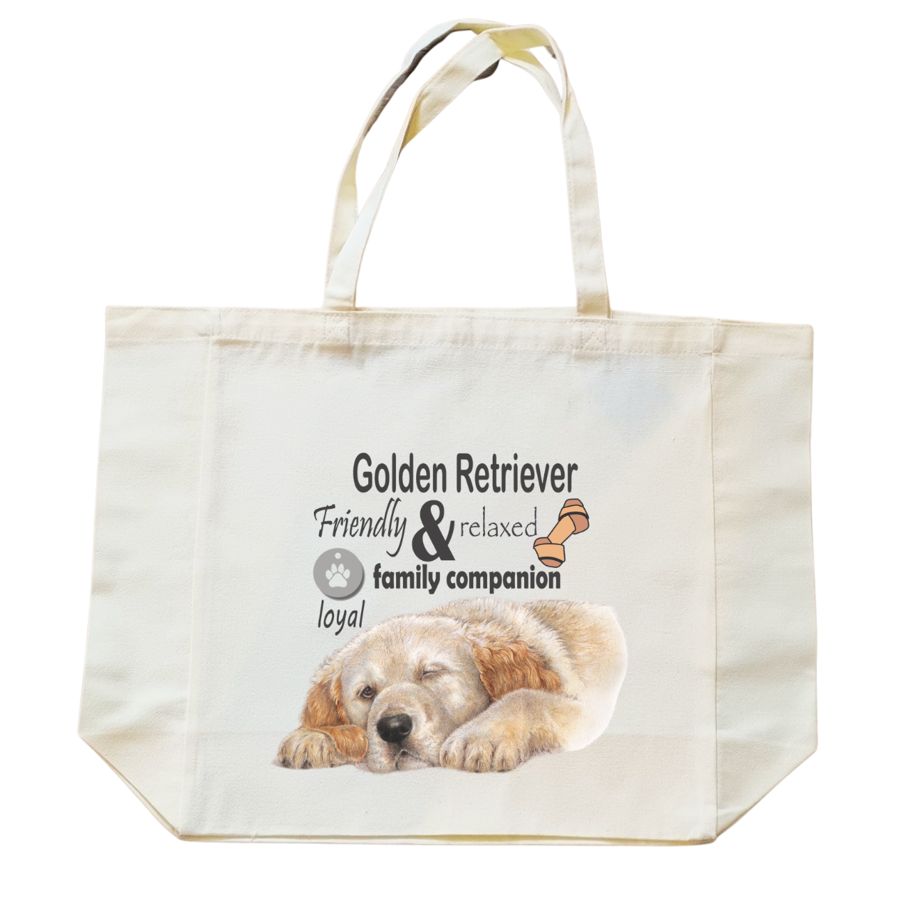 Katoenen winkelshopper met bedrukking - Golden Retriever