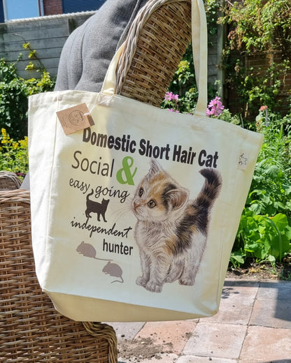 Einkaufstasche aus Baumwolle mit Aufdruck – Hauskatze (Kurzhaar)