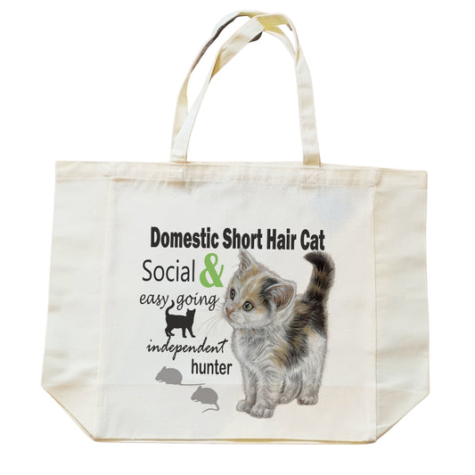 Cotton shopping bag with print - Domestic Shorthair Cat - Shorthair Cat