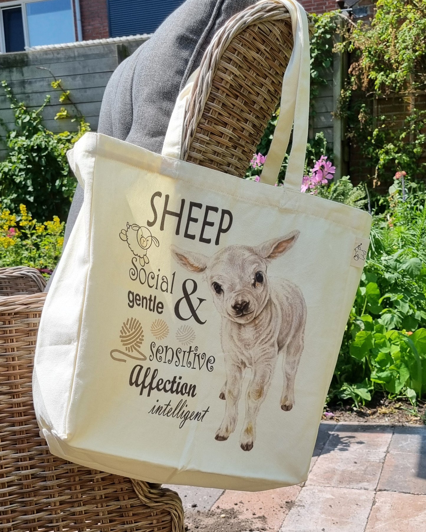 Katoenen winkelshopper met bedrukking - Schaap