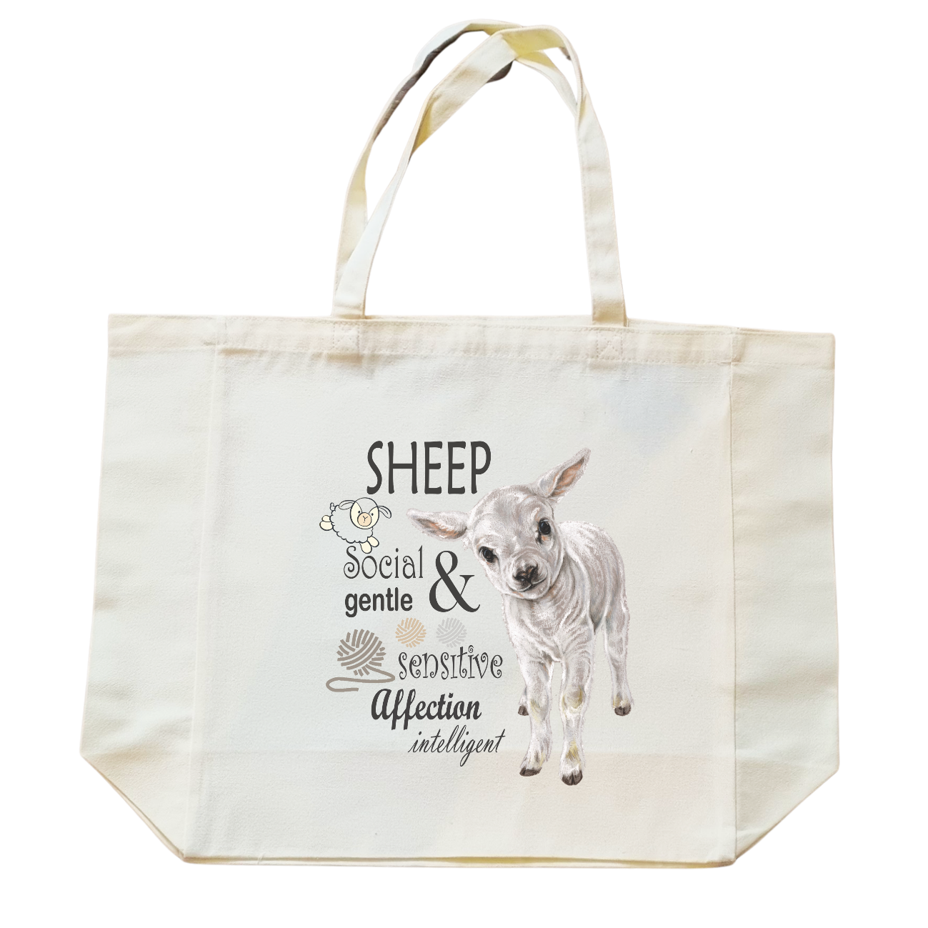 Katoenen winkelshopper met bedrukking - Schaap